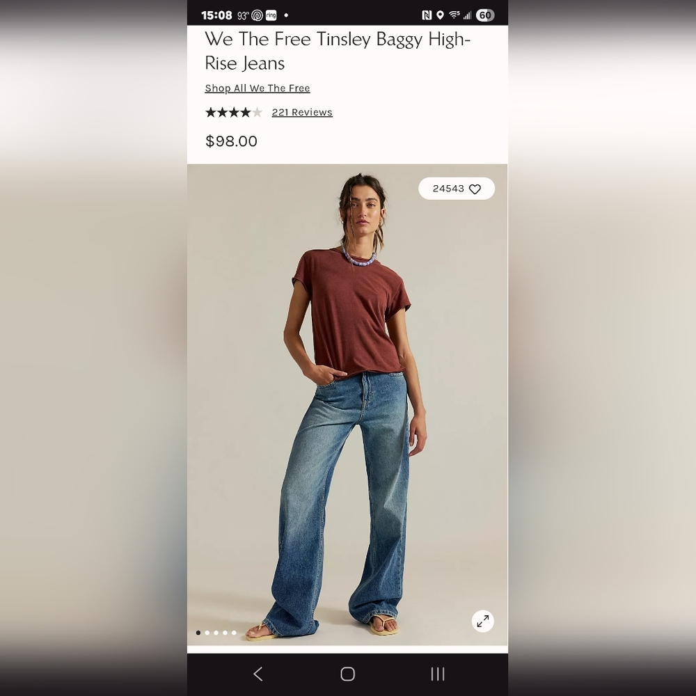 FREE PEOPLE TINSLEY baggy High Rise straight leg Jeans